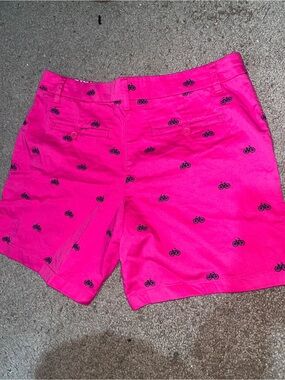Cambridge Dry Goods Hot Pink Bicycle-Embroidered Bermuda Shorts